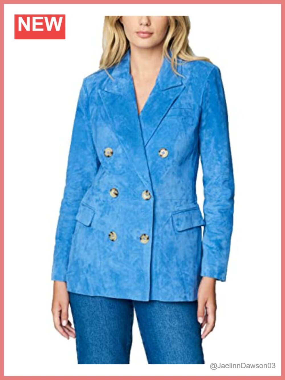 Oversized Suede Blazer with Pockets, Notch Collar, Button Closure